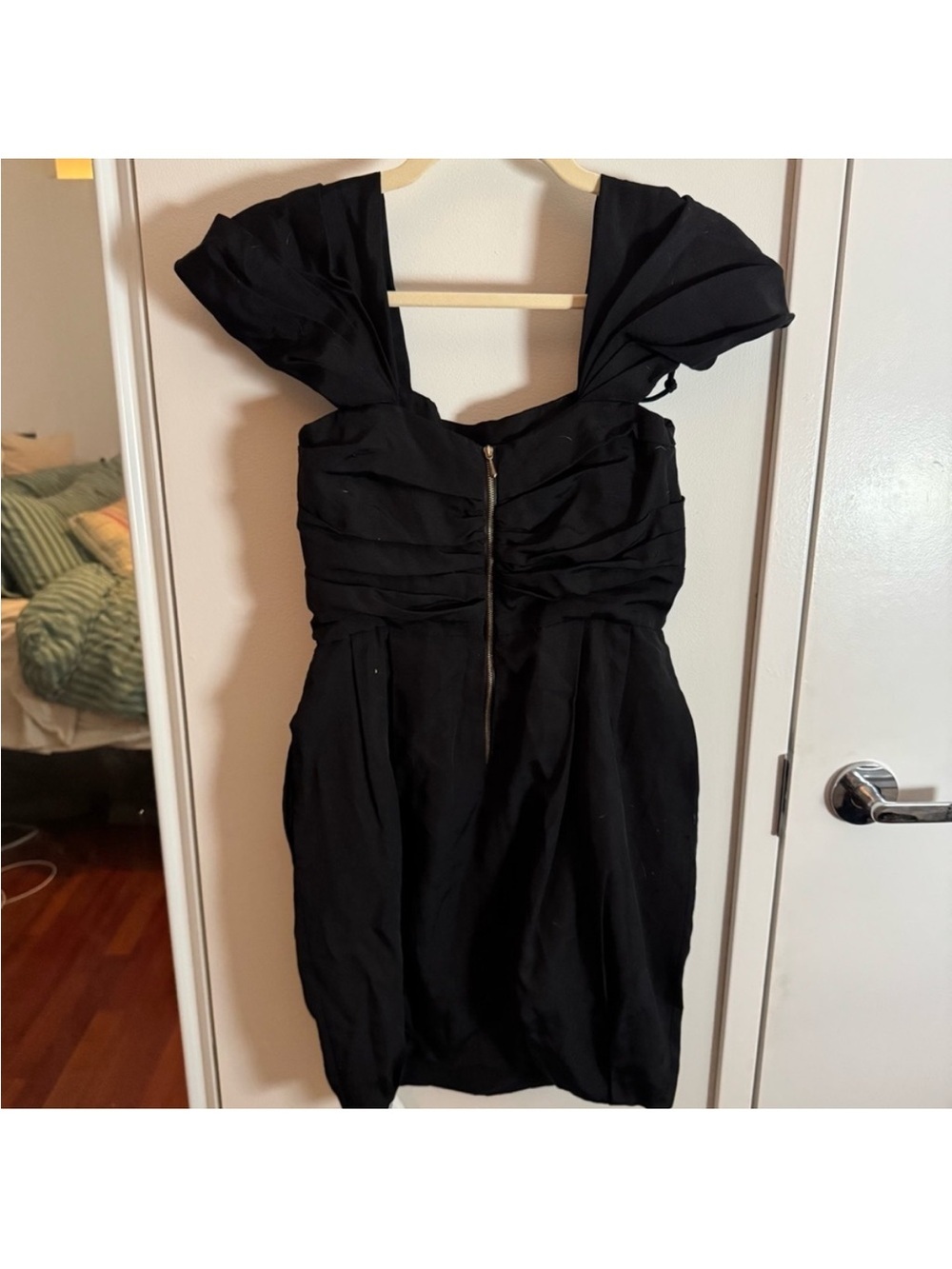 3.1 PHILLIP LIM Black Sculptural Sleeve Mini Dress | Cotton Silk - Picture 5 of 5